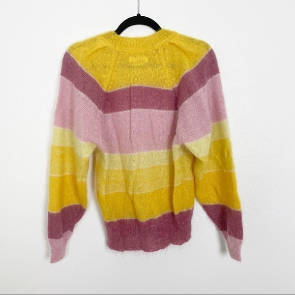 Isabel Marant Daniel Striped Mohair Blend Crew Neck Sweater Jumper Pink Yellow - Picture 3 of 6